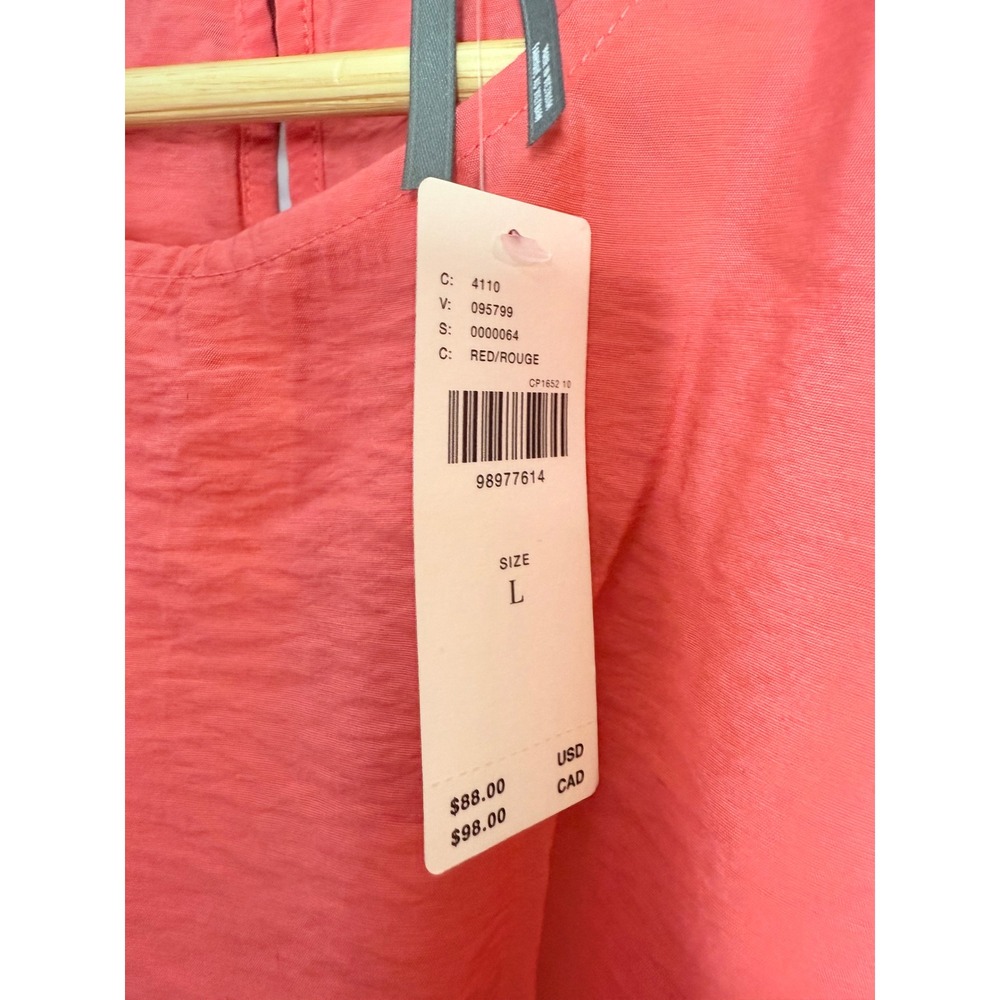 Anthropologie The‎ Della Pleated Waist Shell Top  Coral Red Coquette Large NWT - Picture 5 of 5
